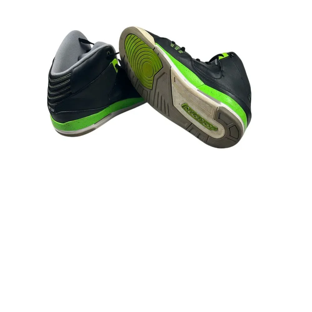2013 Air Jordan Black Green Basketball Sneakers High Top Athletic Shoes‎ Size 16